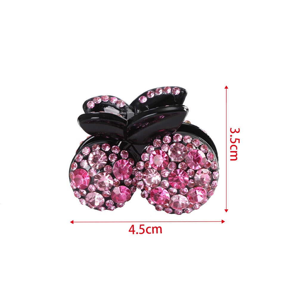 Kẹp tóc đính đá hình quả cherry 4.5cm thời trang cho nữ