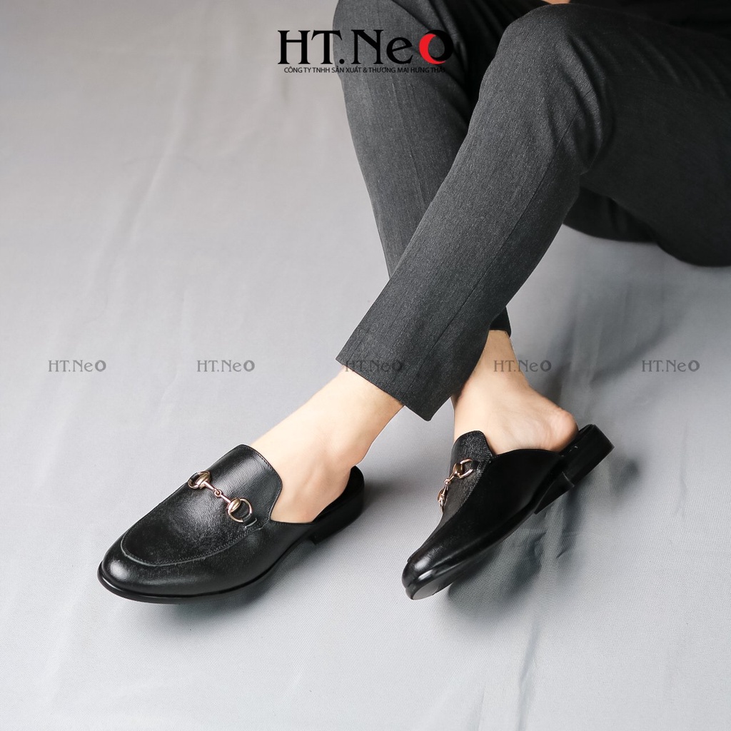 Giày sục nam - Giày mules nam HT.NEO quai kim loại cùng da bò thật tạo nến sự quý phái, thu hút và sang chảnh S003 | BigBuy360 - bigbuy360.vn