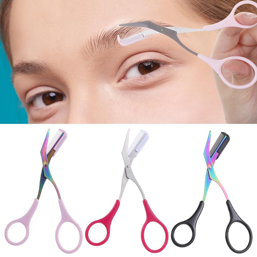 Bộ 2 / 4 / 6 Kéo Cắt Tỉa Lông Mày 11 Màu Tùy Chọn Kèm Lược Tiện Dụng