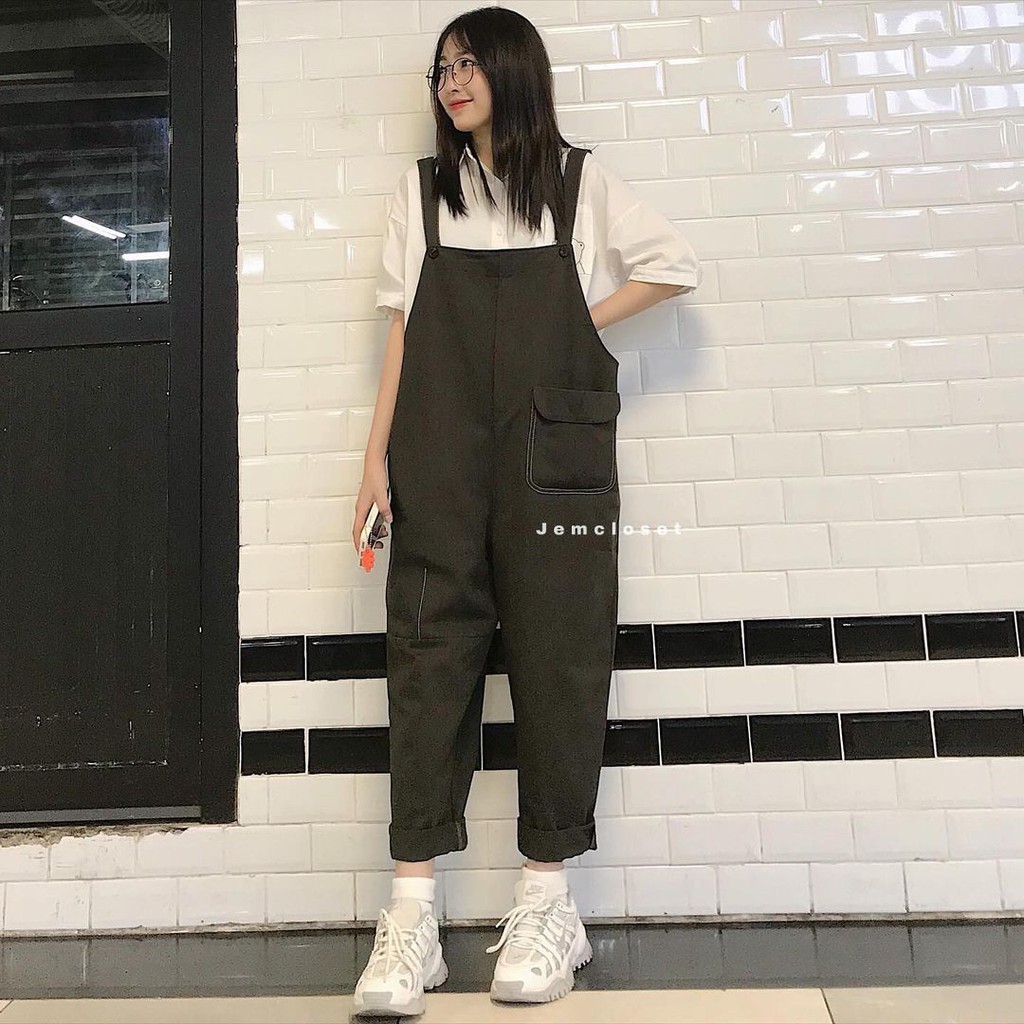 Quần Yếm Kaki Nữ Dài Ống Vừa JEMCLOSET Phong Cách Cá Tính FOME - 7166
