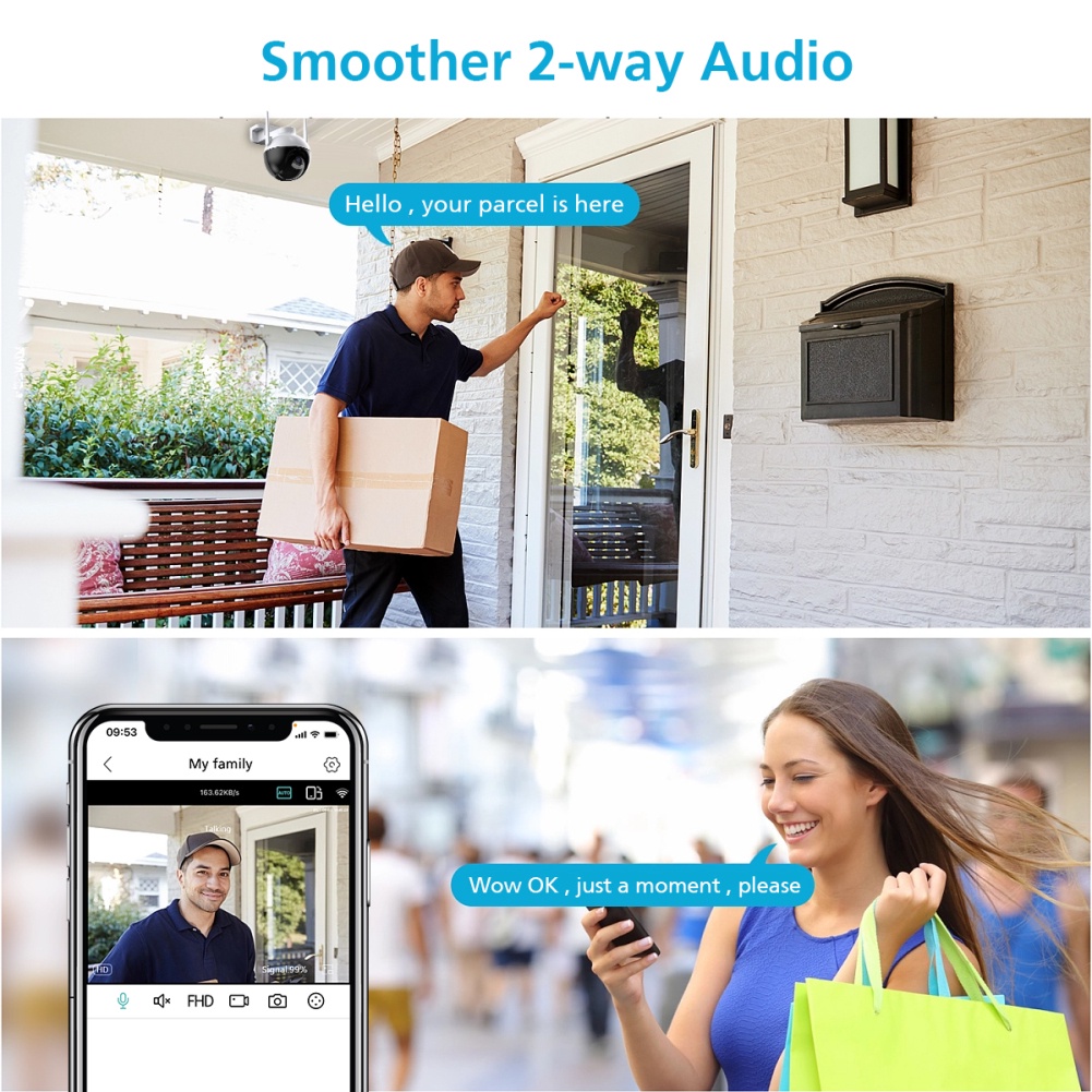 Camera Wifi Camera Ngoài Trời 4mp 2K 1080P Fhd Tích Hợp Xoay Ai Heby1