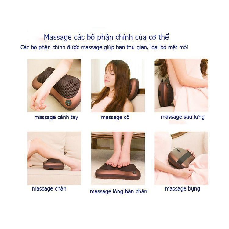 Gối massage cổ vai gáy hồng ngoại 8 bi