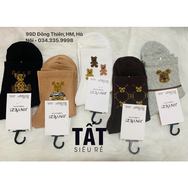 Set Tất Nữ Cao Cổ Hoạ Tiết Vintage 5 Đôi- Tất Siêu Rẻ