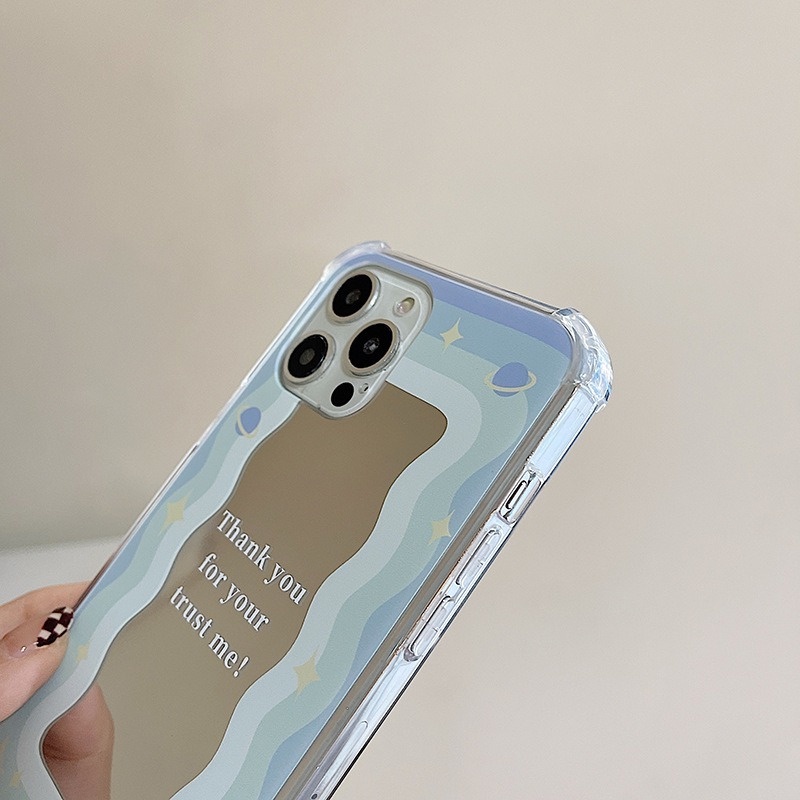 Ốp Điện Thoại Tráng Gương Hình Hành Tinh Màu Xanh Dương Cho Iphone 14promax 13mini 11 12pro 678Plus xsmax xr