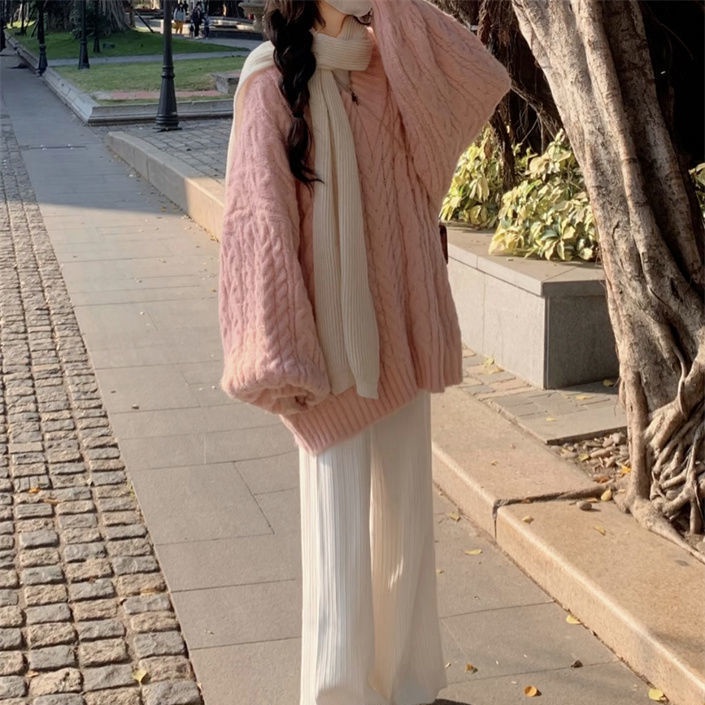 Áo Sweater Cổ Chữ V Dáng Rộng Xinh Xắn Theo Phong Cách Hàn Quốc Dành Cho Nữ