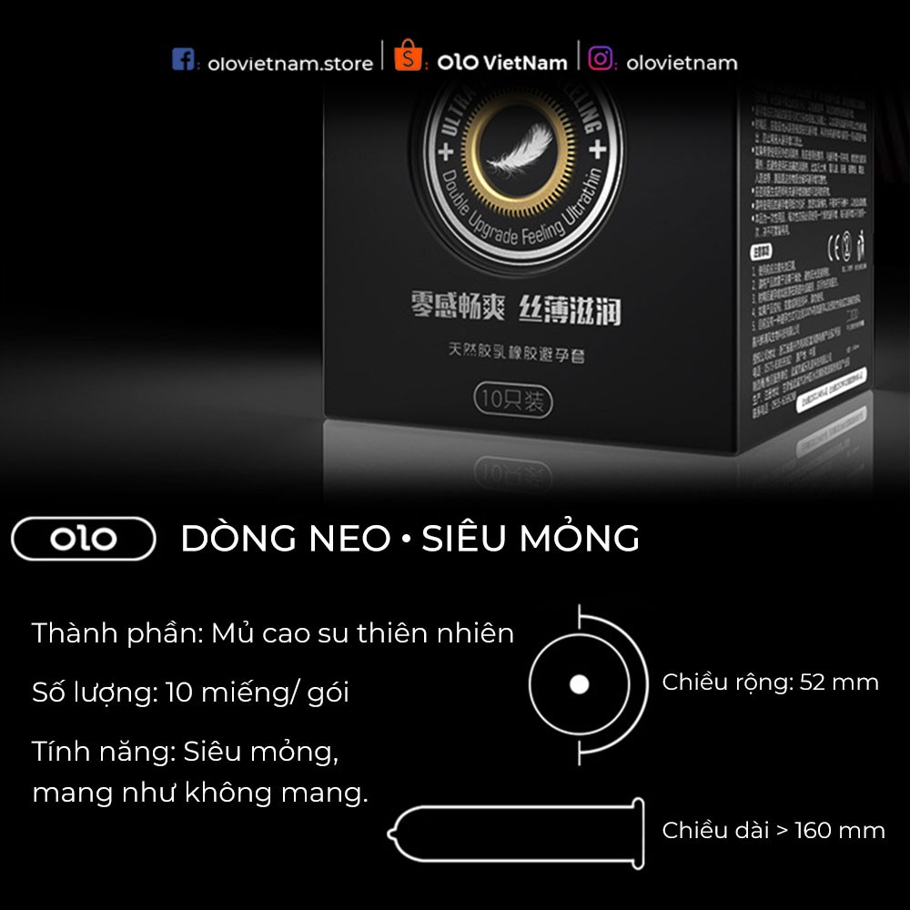 Bao cao su OLO Ultra Thin , siêu mỏng 001 , nhiều gel bôi trơn , an toàn , chất lượng , chính hãng