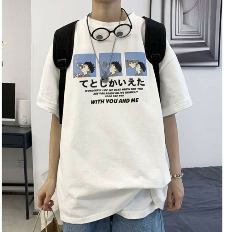 Áo thun tay lỡ Unisex WITH YOU AND ME 3 cậu bé