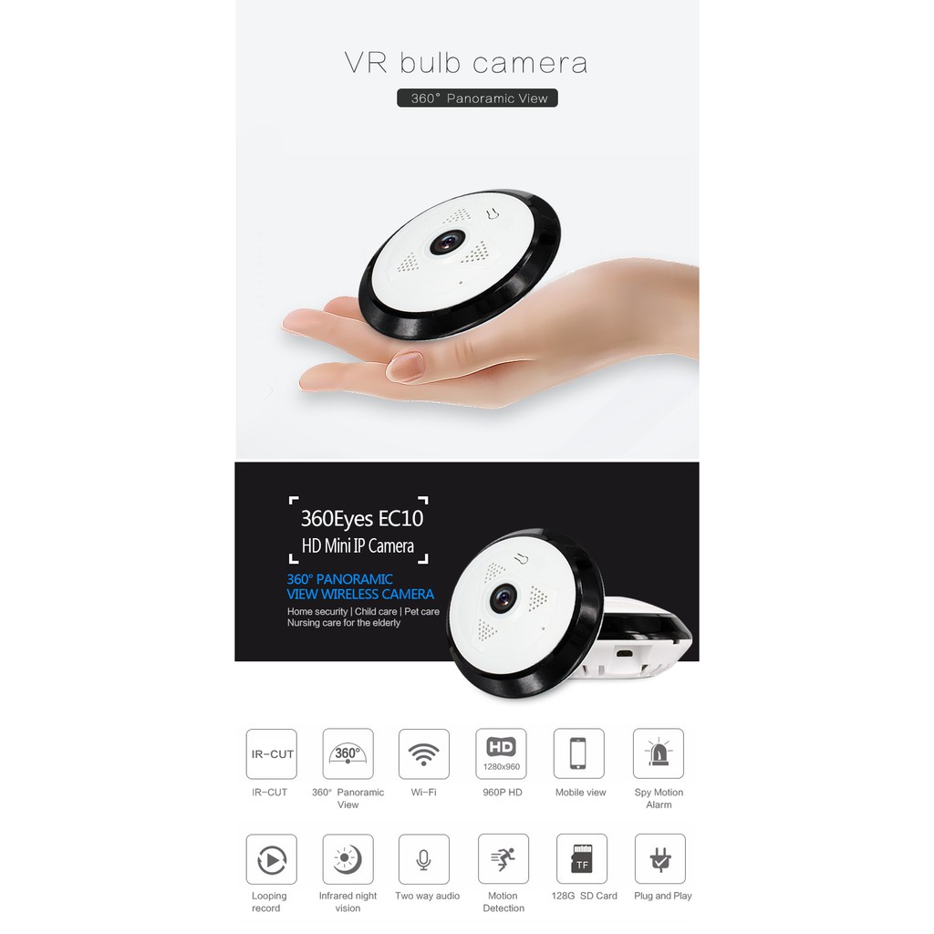 Camera VR IP Wifi 360Eyes 2.0Mp góc rộng 360° - Hàng Chính Hãng