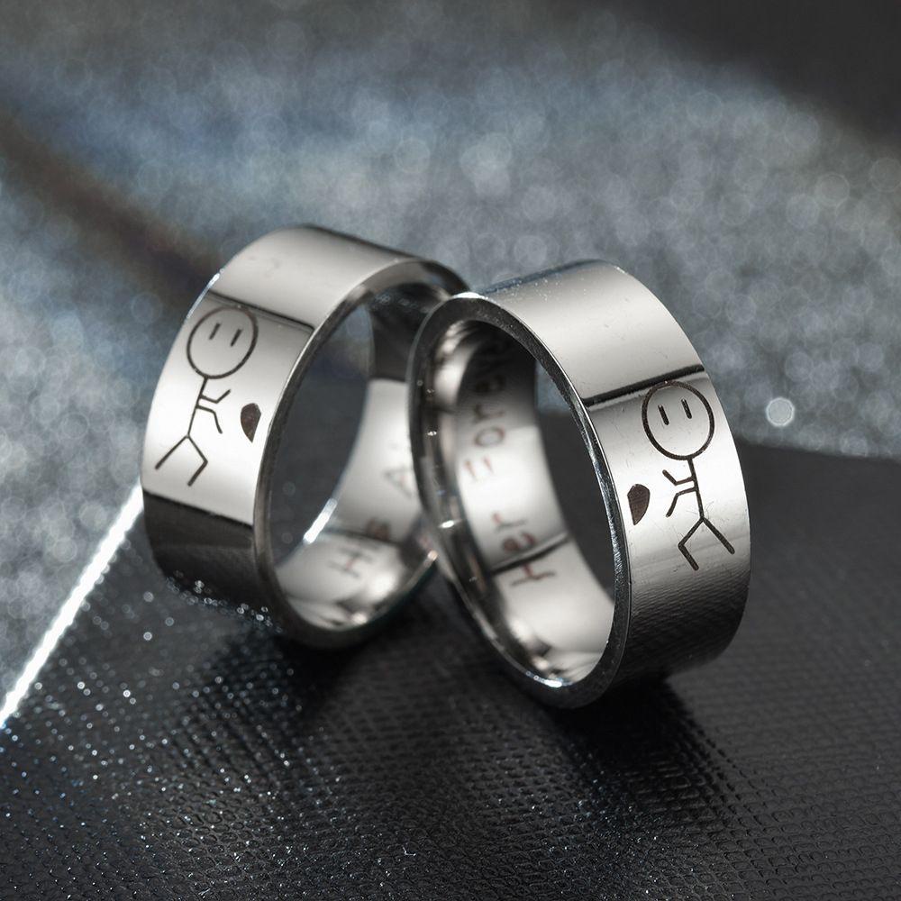Nhẫn Đôi Khắc Chữ His Always Her Forever|Nhẫn Chạm Khắc Tinh Tế Thời Trang