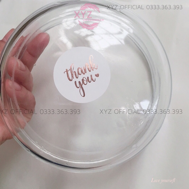 100 sticker miếng dán tròn thank you to đẹp màu ánh nhũ trang trí túi giấy, hộp quà,niêm phong giấy gói hàng,gói quần áo