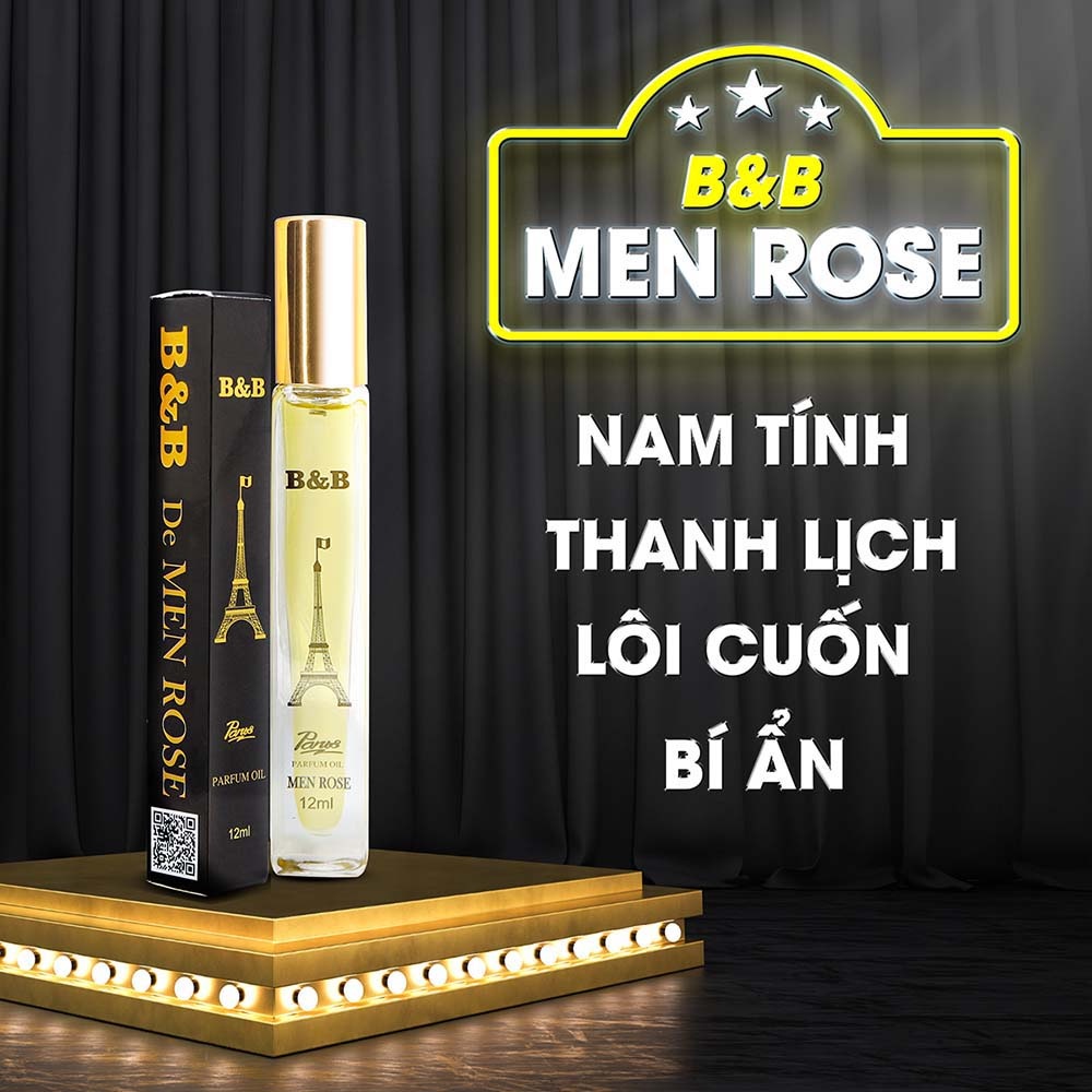 Tinh dầu nước hoa nam B&amp;B de Men Rose EDP 12 ml lưu hương lâu lịch lãm phong cách Pháp