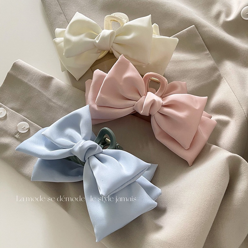 Kẹp Tóc Hình Cá Mập Thắt Nơ Lưng Bằng Satin Ngọt Ngào Cá Tính