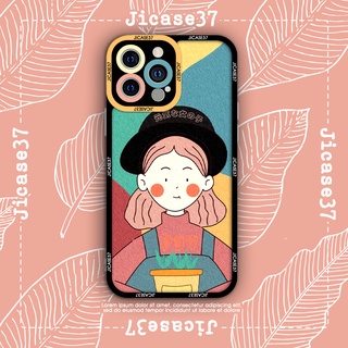 Ốp lưng iphone và samsung xiaomi oppo cạnh vuông Jicase vintage girl sắc màu 