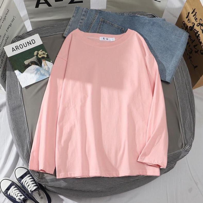 Áo phông trơn tay dài phom rộng dáng unisex trend 2021-Trend Clothing!