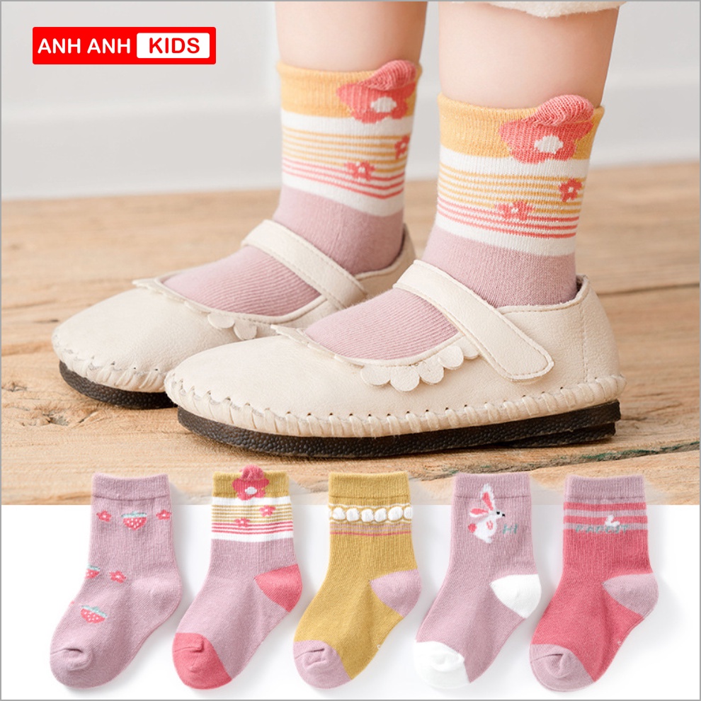 [ Hot 2021] Set 5 đôi Tất cho bé - tất trẻ em chất cotton hàng xuất khẩu- Anhanhkids, Anhanhhome