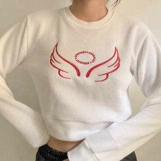 Áo ERRORIST sweatee crop angel màu tím/ trắng
