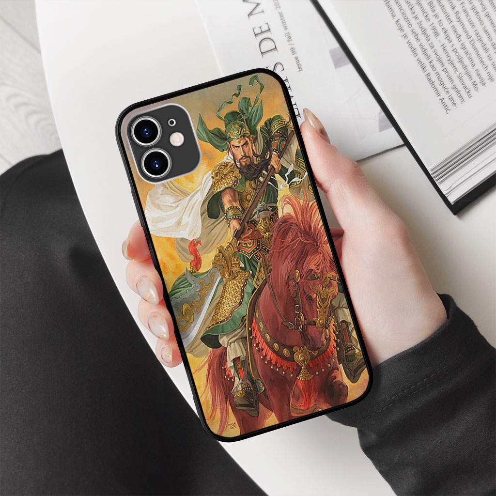 Ốp Lưng Ip hình Quan Vũ Giương Đao Quan Vũ Trên Mã Ô ECOMEX cho iPhone 5 6 7 8 Plus 11 12 Pro Max X Xr MYS20220045