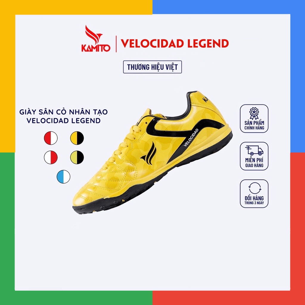Giày Đá Bóng Sân Nhân Tạo VELOCIDAD LEGEND Chuẩn Form Chân Người Việt, Giày Bóng Đá Kamito Chính Hãng Tặng Tất Dệt Kim