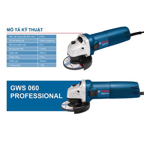 100mm Máy mài góc 670W Bosch GWS 060