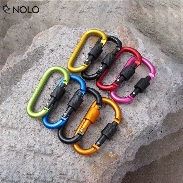 Combo 3 Móc Chìa Khóa Carabiner Chữ D Màu Ngẫu Nhiên Chất Liệu Hợp Kim Kẽm Chịu Lực Tốt