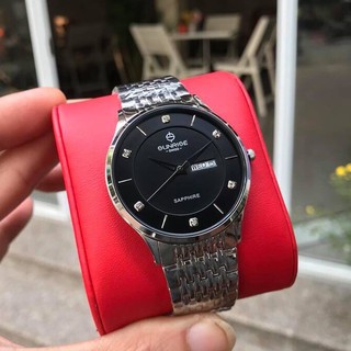 Đồng Hồ Sunrise Nam 1109PB Dây Bạc Mặt Đen