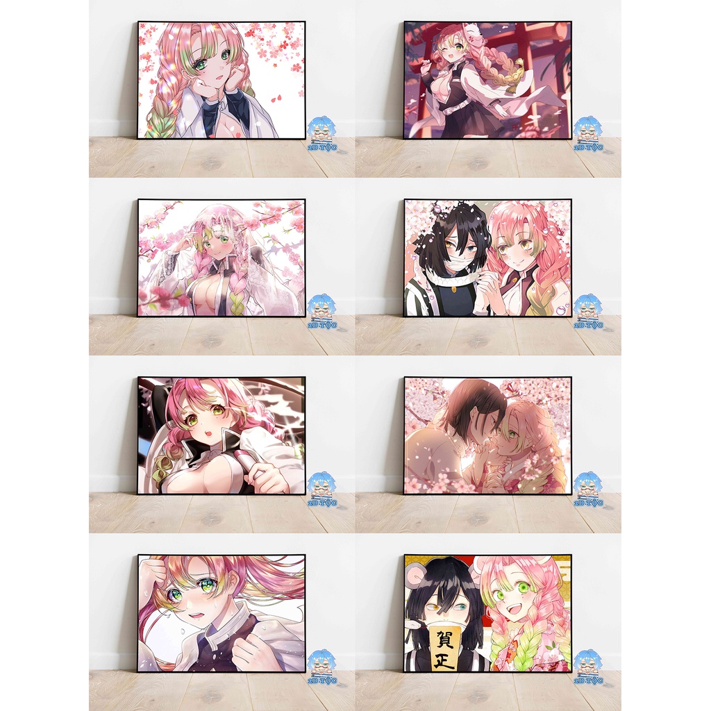 Tranh poster A3 Kanroji Mitsuri (12) Anime Manga Kimetsu No Yaiba chất liệu giấy cao cấp - 2D Tộc Shop