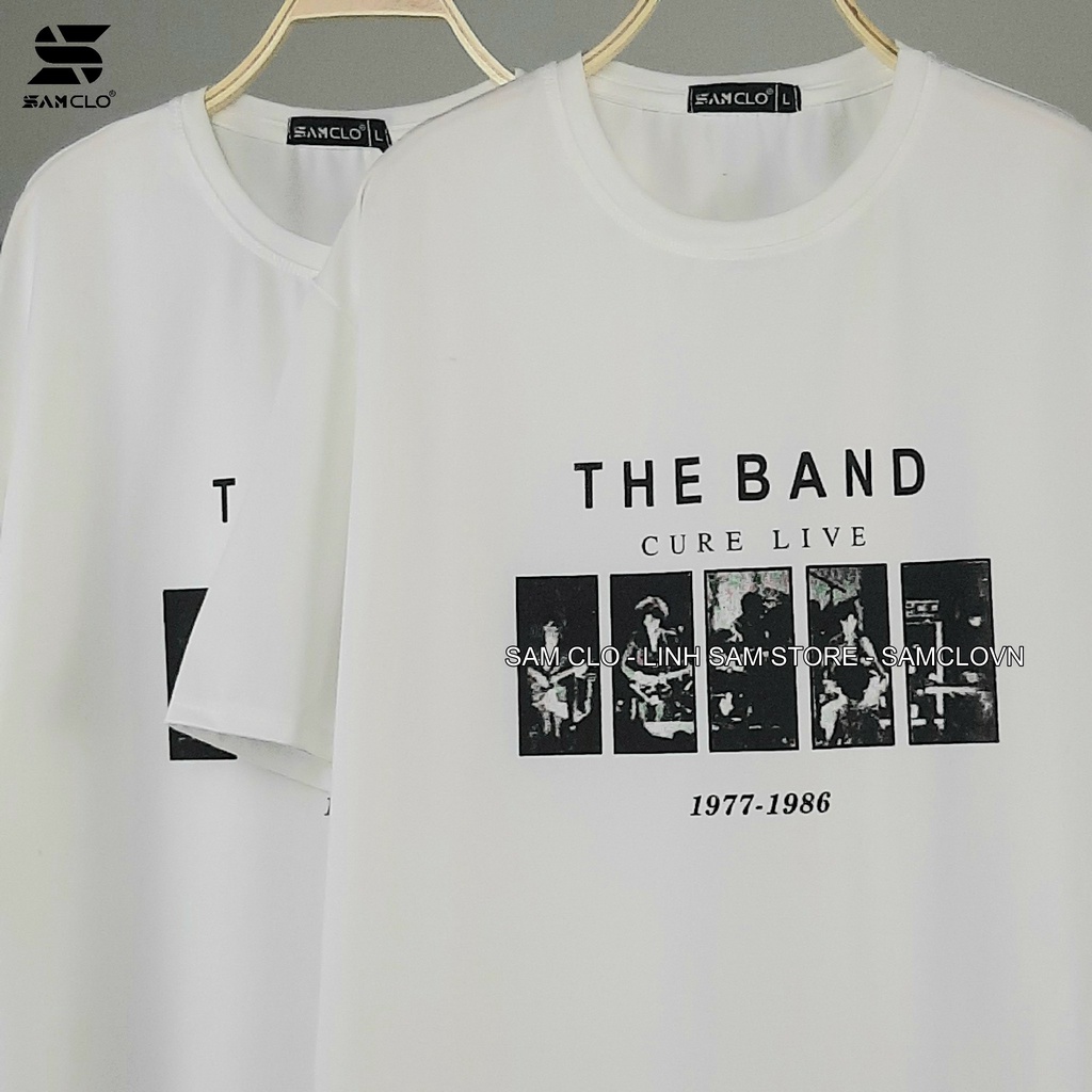 Áo thun tay lỡ nam nữ SAM CLO phông form rộng dáng Unisex, mặc lớp, nhóm, cặp in chữ THE BAND CURE LIVE