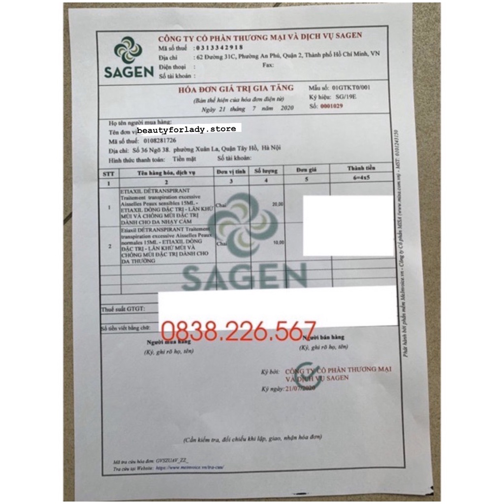 LĂN KHỬ MÙI ETIAXIL 15ML