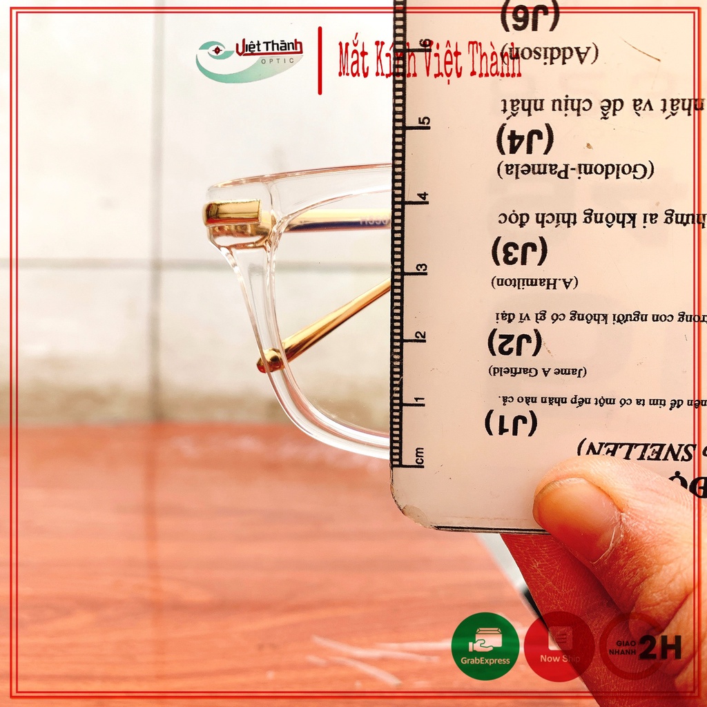 Gọng Kính Trong Suốt Gọng Cận Trắng Trong Chân Kim Loại VV