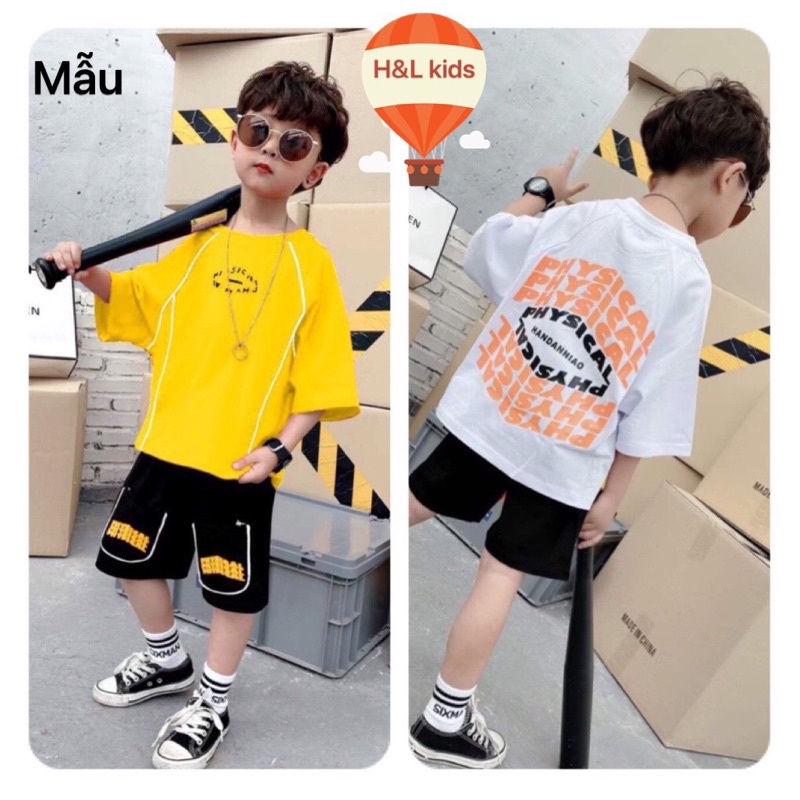 Bộ bé trai in chữ PHYSICAL size đại cồ
