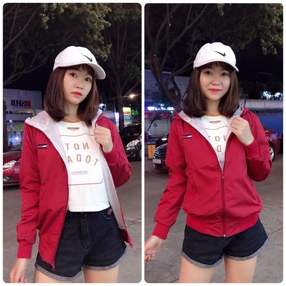 Áo khoác dù hai lớp logo thêu