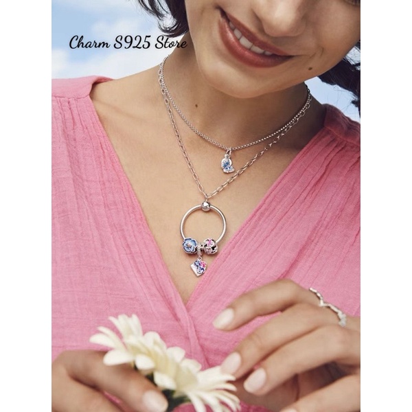 CHARM PAN ALE TREO LÁ THƯ HÌNH HOA PANSY ENVELOPE BẠC S925 CAO CẤP