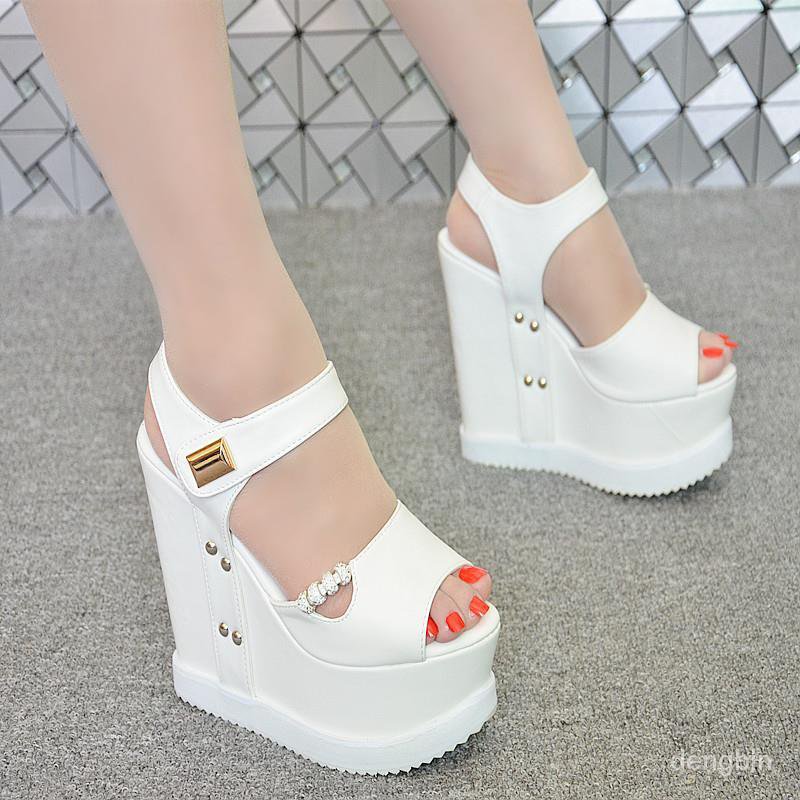 Giày Sandal Đế Xuồng Cao 15cm Thời Trang Mùa Hè Cho Nữ