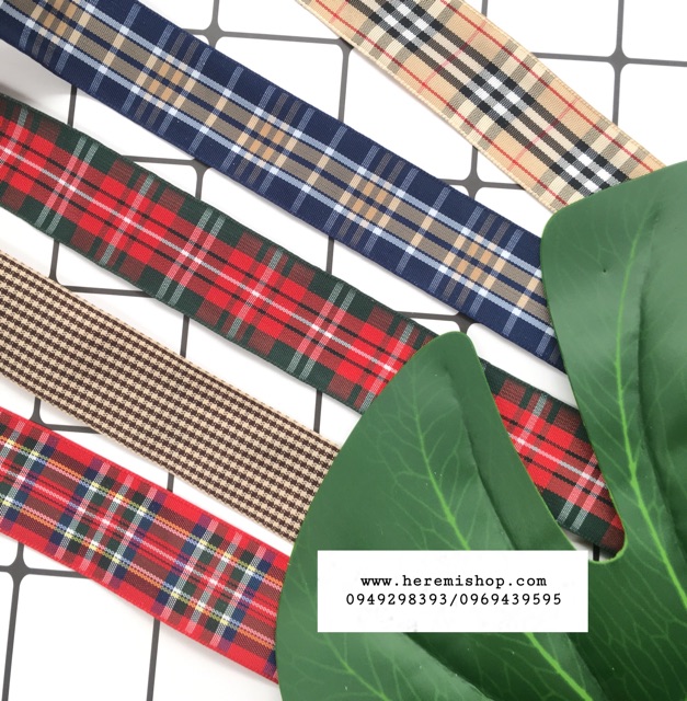 Ruy băng kẻ caro bản 1cm và 2.5cm (8 mẫu)