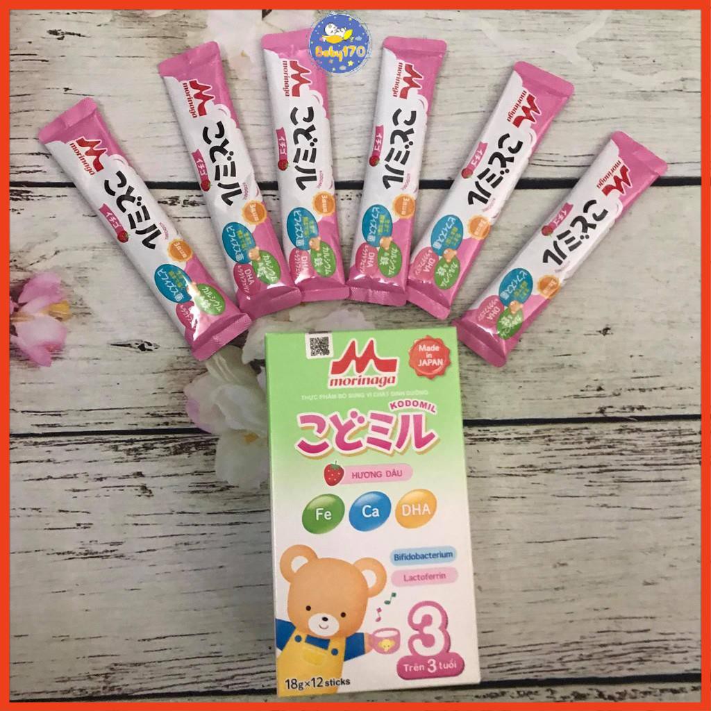 Sữa Morinaga số 3 Hương Dâu / Vani (Kodomil) hộp 216g date 12/2021