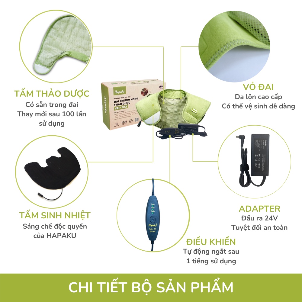 Đai Chườm Thảo Dược Vai Gáy Hapaku, Hỗ Trợ Giảm Căng Cứng Cơ, Giảm Nhức Mỏi Vai Gáy