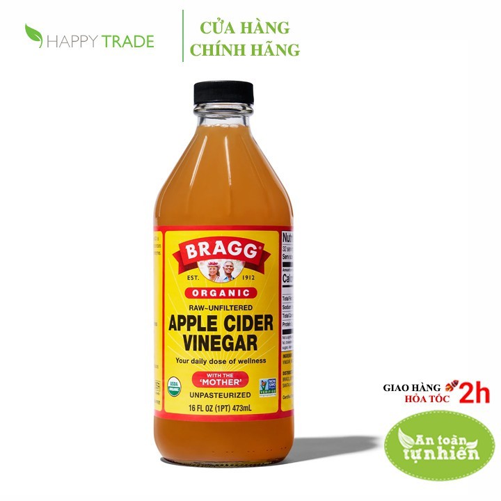 Giấm táo hữu cơ vinegar organic Bragg 473ml