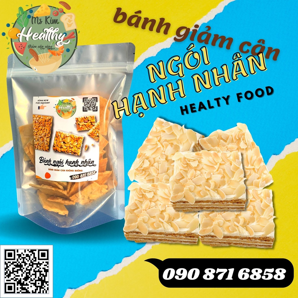 Bánh giảm cân không đường, bánh NGÓI HẠNH NHÂN MS.KIM HEALTHY - 350gr - Bánh ăn vặt không béo, ít calo | BigBuy360 - bigbuy360.vn