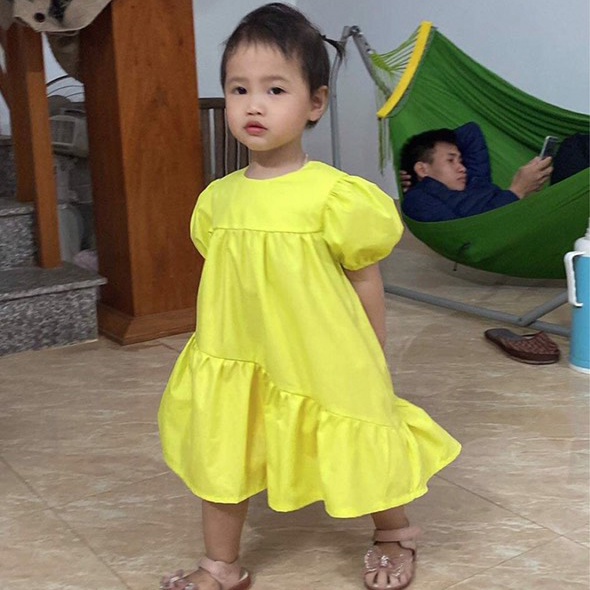 Váy bé gái💥 CAO CẤP💥 váy thiết kế cộc tay tiểu thư dáng xòe lệch mùa hè cho bé gái siêu xinh