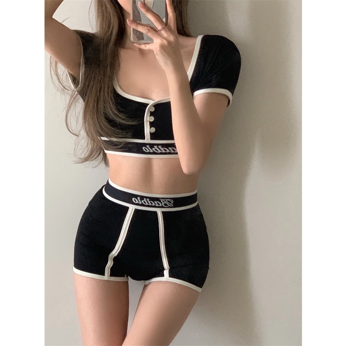 Set Đồ Lót + Áo Thun Tay Ngắn + Quần short Thời Trang Quyến Rũ Cho Nữ