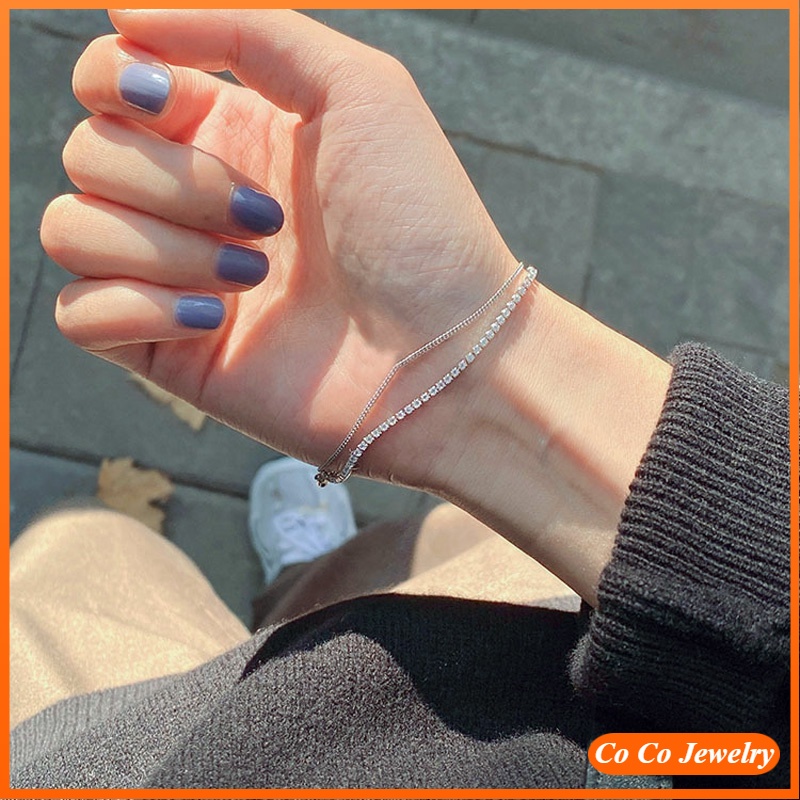 Vòng Tay Hai Lớp Phong Cách Hàn Quốc Tinh Tế Thời Trang Sang Trọng Cho Nữ