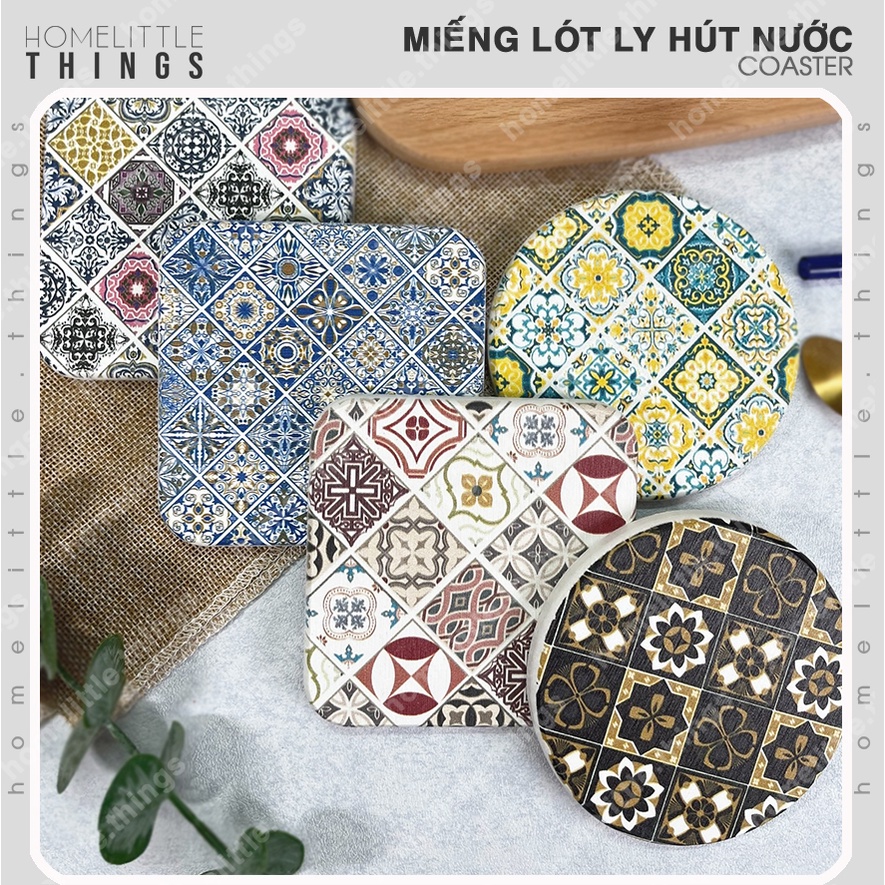 Miếng lót ly, đế lót cốc làm bằng đá thấm hút nước