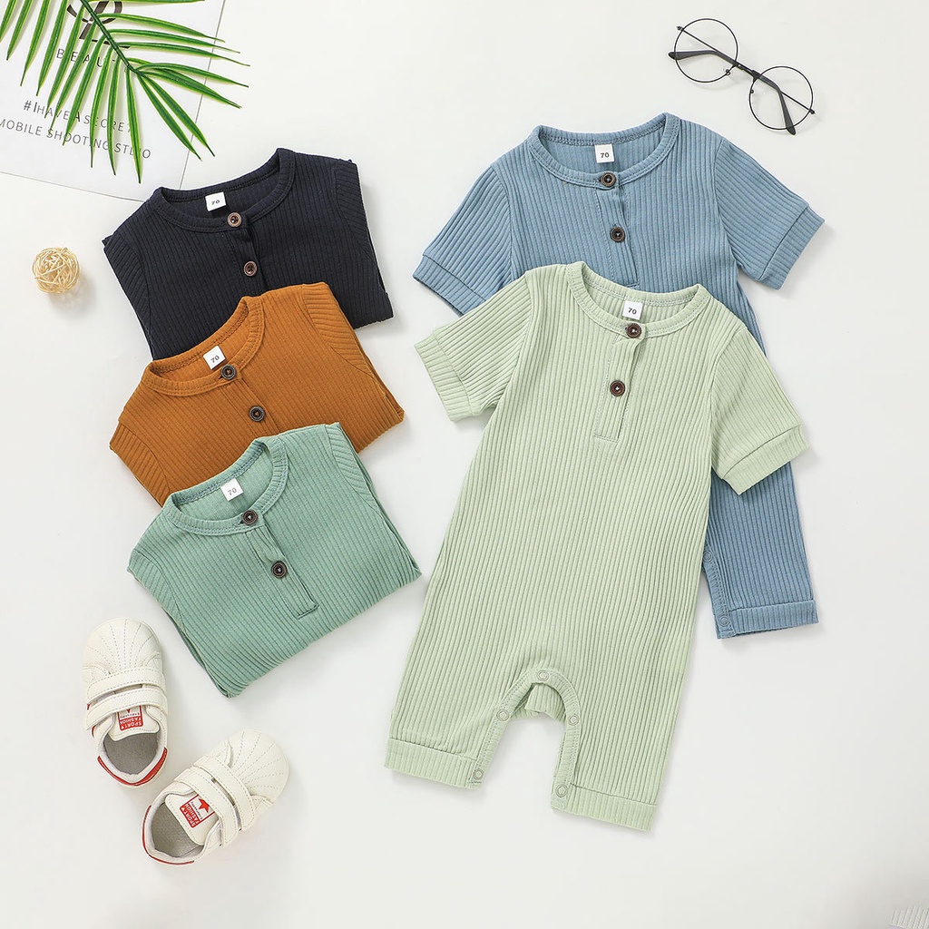 Body Tay Ngắn Cho Bé Trai Bé Gái Sơ Sinh 0-18 Tháng,Bodysuit Liền Thân màu đặc Áo Liền Quần Cho Bé trẻ em