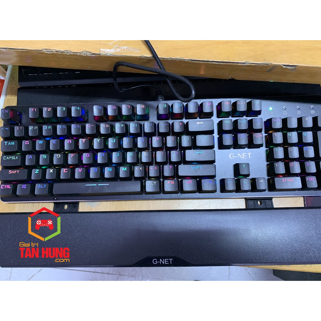 Bàn phím cơ Gnet K89 Full Led RGB có kê tay Tặng kèm chuột Gaming