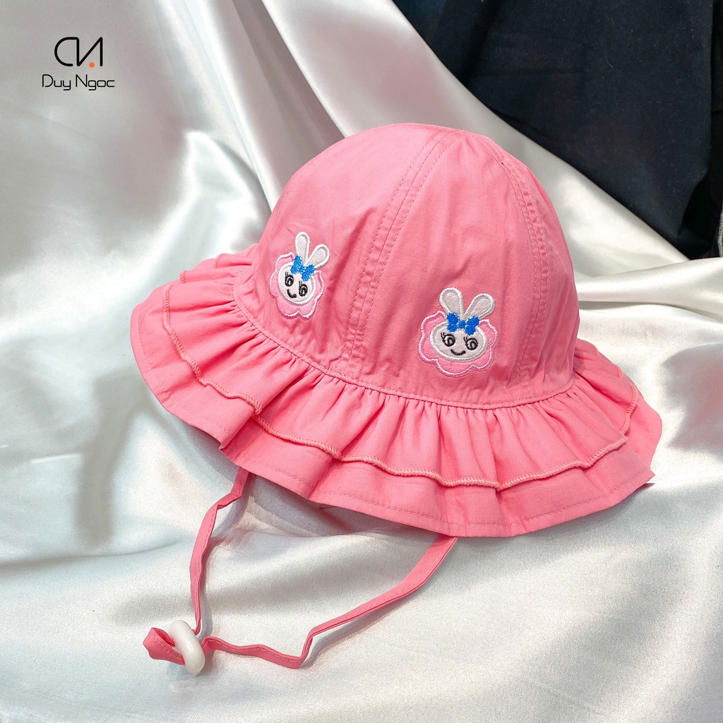 (Size 52 cm) Nón vành Bé Gái bèo màu thỏ hoa Duy Ngọc - Chất liệu Cotton mềm, thoáng mát, có quai đeo ( 7468 )