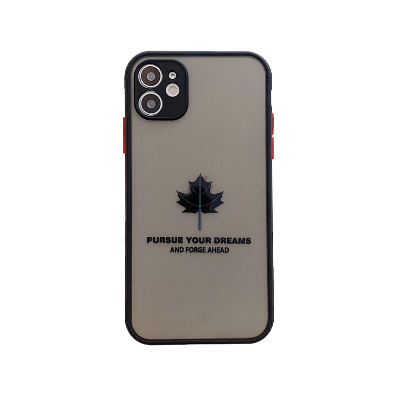 iphone 6 6s 7 8 Plus X XR XSMAX 11 12 Pro Max Mini Camera Protection Phone Case Soft TPU Maple Leaf Lanyard with Skin Feel