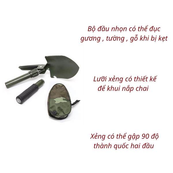 Xẻng làm vườn mini đa năng 5 trong 1, dụng cụ làm vườn đa năng, tiện dụng cho công việc làm vườn