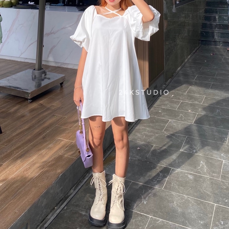 Solar dress - Váy/đầm babydoll dáng ngắn tay bồng 24KSTUDIO