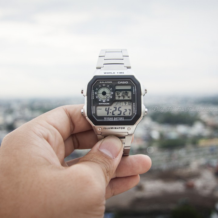 Đồng Hồ Casio Nam Điện Tử AE-1200WHD-1AVDF Mặt Vuông Dây Kim Loại Chính Hãng | BigBuy360 - bigbuy360.vn