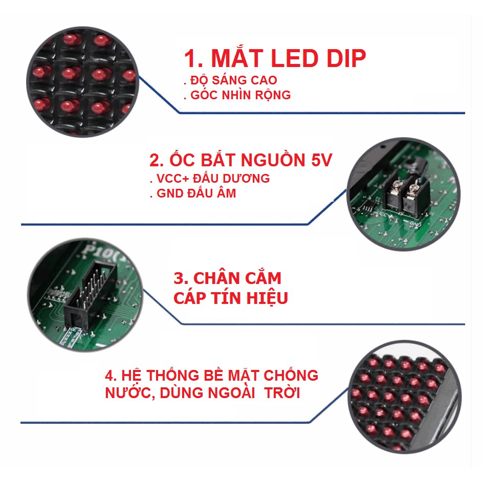 Led ma trận P10, Module led ma trận P10 đỏ - 16 x 32 - led matrix đỏ làm biển led ma trận chạy chữ